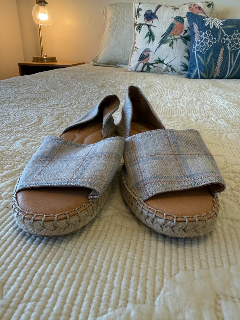 Børn Drilles linen plaid espadrille sandals with an open toe. Size 7 - Picture 2 of 8